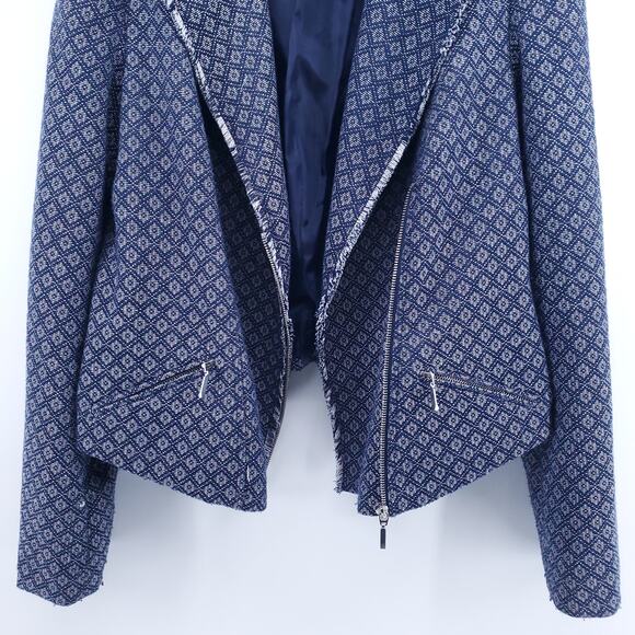 Metaphor Assymetrical Zip Up Raw Hemline 2 Zipper Front Pockets Lining Ripped| L - Picture 4 of 14